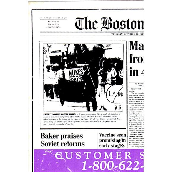 Boston Globe Newspaper October 17, 1989 Commemorative Stock Market Crash Magnet - Picture 6 of 7